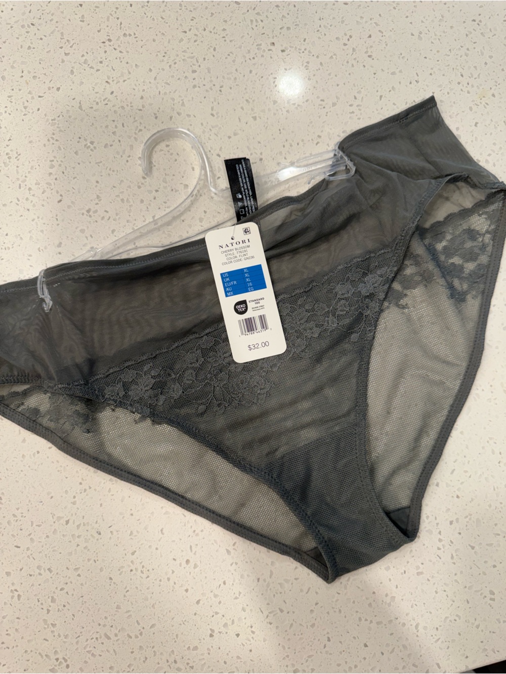 Natori Sheer Lace Bikini Panty - Gray